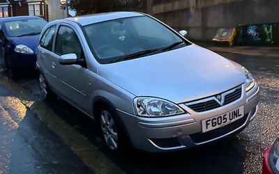 FG05 UNL, a Silver Vauxhall Corsa parked in Hollingdean