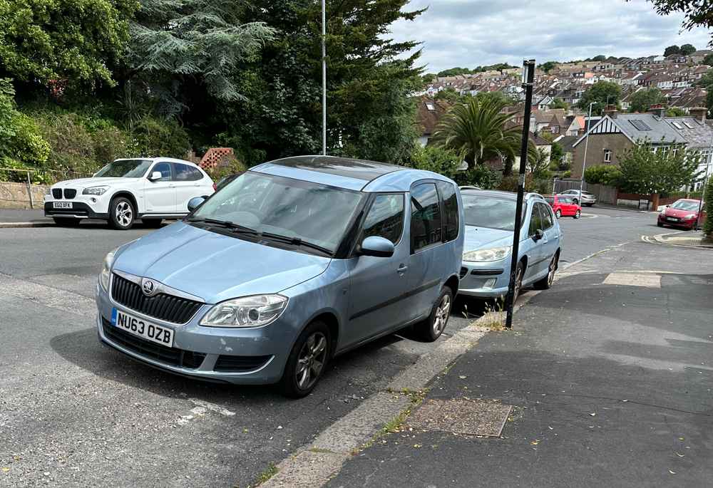 Photograph of NU63 OZB - a Blue Skoda Roomster parked in Hollingdean by a non-resident. The twenty-first of twenty-three photographs supplied by the residents of Hollingdean.