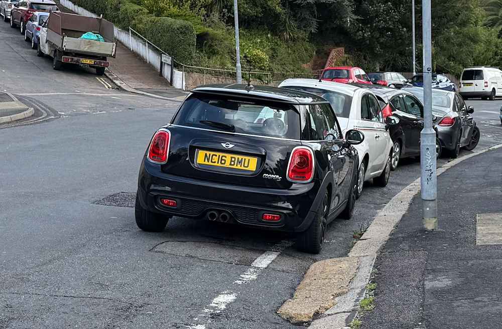 Photograph of NC16 BMU - a Black Mini Cooper parked in Hollingdean by a non-resident who uses the local area as part of their Brighton commute. The twelfth of thirteen photographs supplied by the residents of Hollingdean.