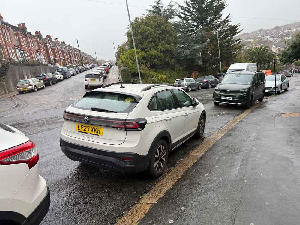 Photograph of LP23 XKH - a Grey Volkswagen Taigo parked in Hollingdean by a non-resident. The second of five photographs supplied by the residents of Hollingdean.