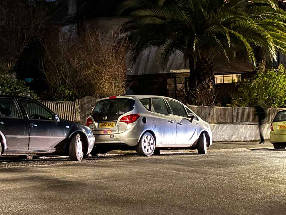 Photograph of DU12 XFD - a Silver Vauxhall Meriva parked in Hollingdean by a non-resident. The second of five photographs supplied by the residents of Hollingdean.