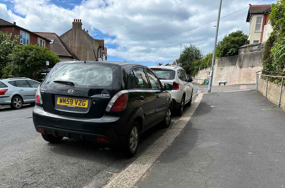 Photograph of WM59 VZG - a Black Kia Rio parked in Hollingdean by a non-resident. The eighth of eight photographs supplied by the residents of Hollingdean.