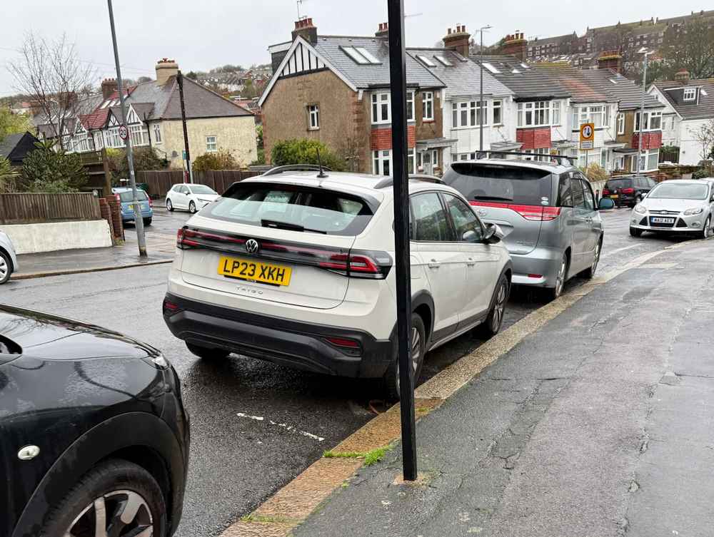 Photograph of LP23 XKH - a Grey Volkswagen Taigo parked in Hollingdean by a non-resident. The third of five photographs supplied by the residents of Hollingdean.