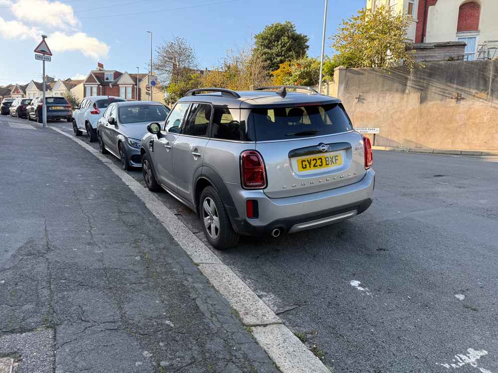 Photograph of GY23 BXF - a Grey Mini Countryman parked in Hollingdean by a non-resident who uses the local area as part of their Brighton commute. The thirty-second of thirty-two photographs supplied by the residents of Hollingdean.