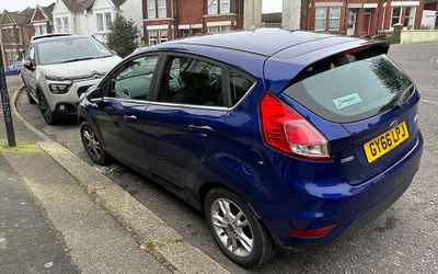 GY66 LPJ, a Blue Ford Fiesta parked in Hollingdean