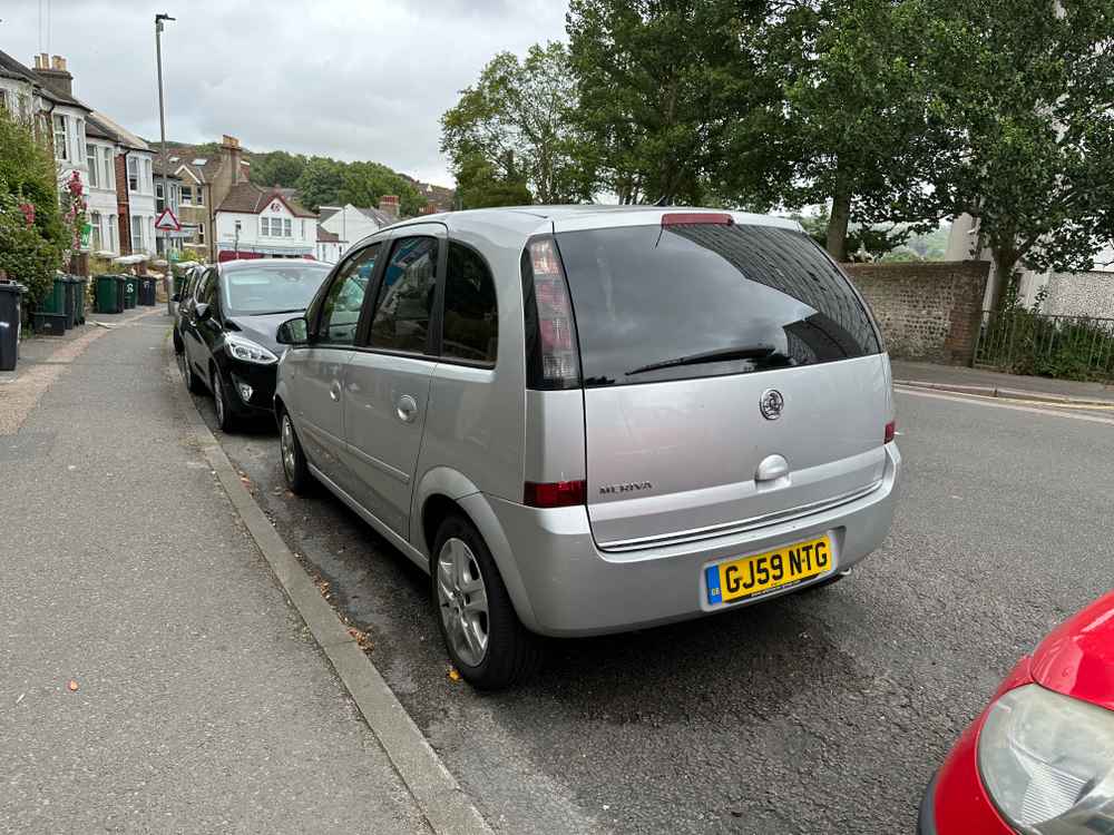 Photograph of GJ59 NTG - a Silver Vauxhall Meriva parked in Hollingdean by a non-resident. The third of three photographs supplied by the residents of Hollingdean.