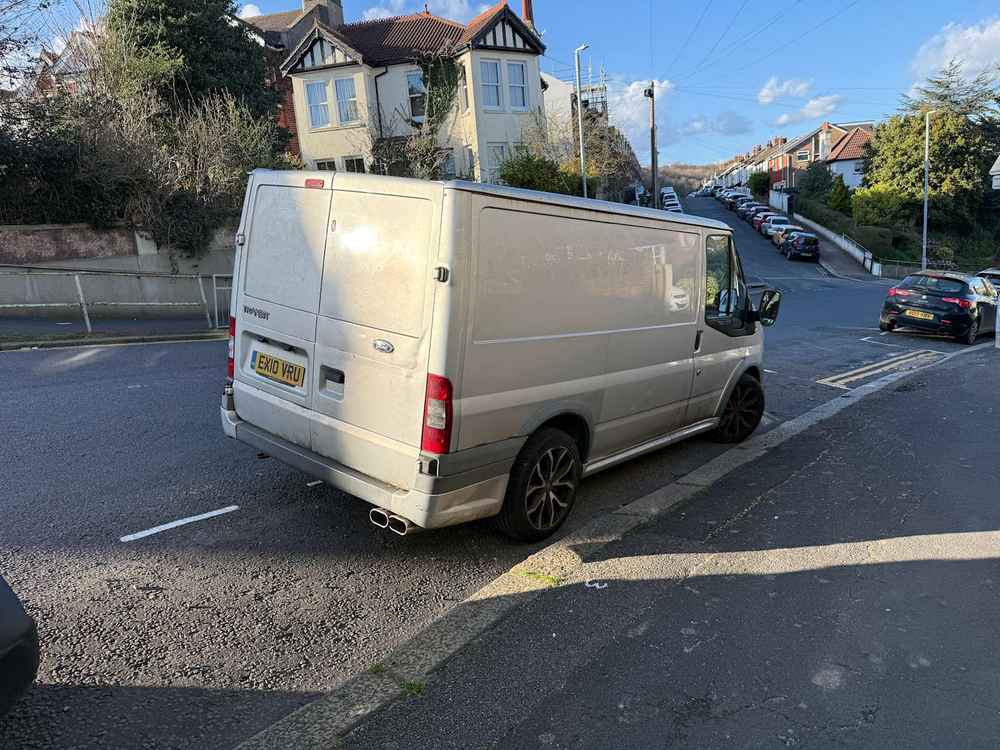 Photograph of EX10 VRU - a Silver Ford Transit parked in Hollingdean by a non-resident. The twenty-sixth of twenty-six photographs supplied by the residents of Hollingdean.