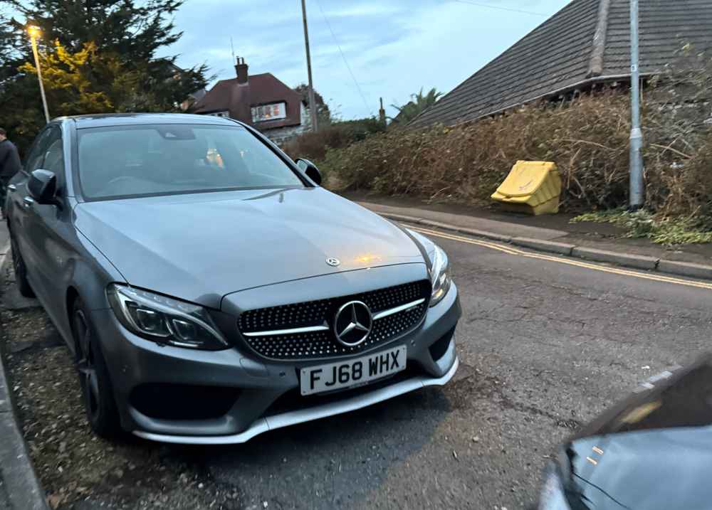 Photograph of FJ68 WHX - a Grey Mercedes C Class parked in Hollingdean by a non-resident. The twelfth of thirteen photographs supplied by the residents of Hollingdean.