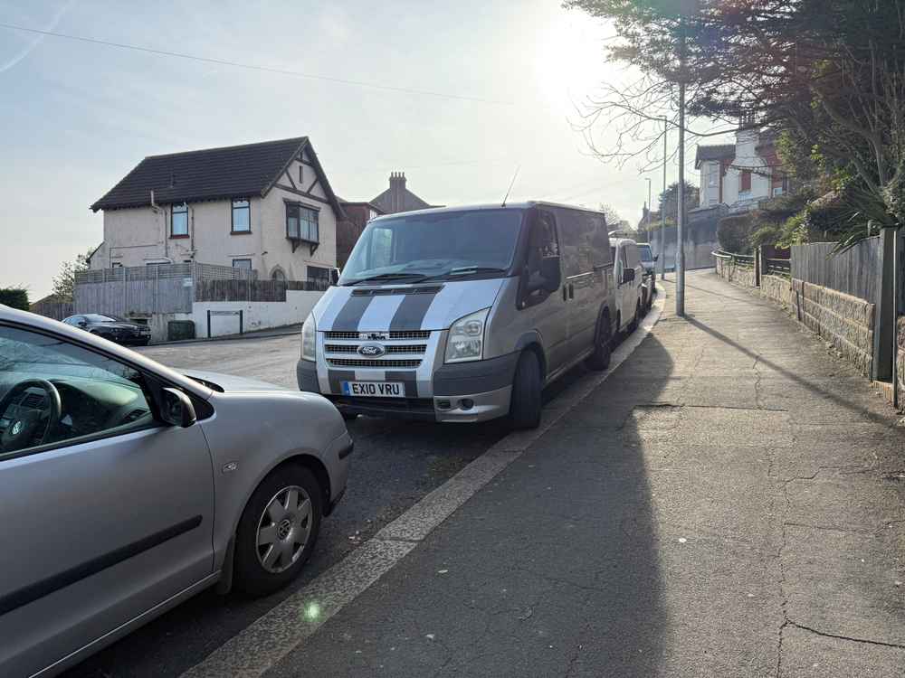 Photograph of EX10 VRU - a Silver Ford Transit parked in Hollingdean by a non-resident. The nineteenth of nineteen photographs supplied by the residents of Hollingdean.