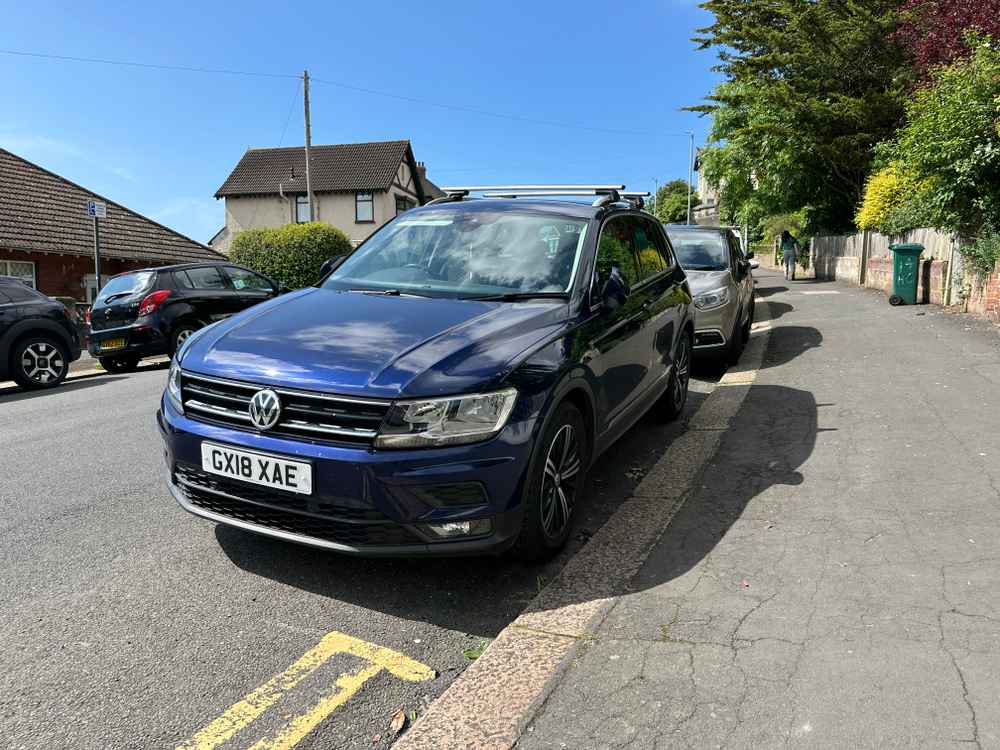 Photograph of GX18 XAE - a Blue Volkswagen Tiguan parked in Hollingdean by a non-resident who uses the local area as part of their Brighton commute. The fifth of six photographs supplied by the residents of Hollingdean.