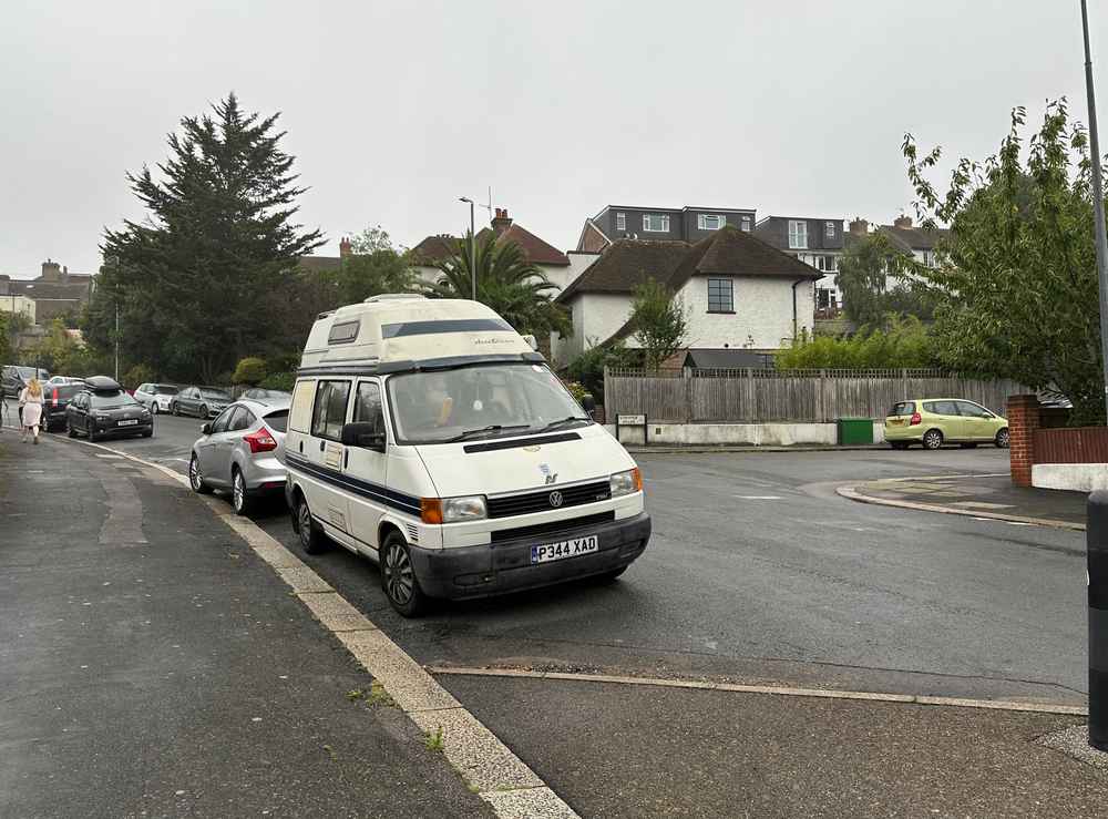 Photograph of P344 XAD - a Beige Volkswagen Transporter camper van parked in Hollingdean by a non-resident. The third of eight photographs supplied by the residents of Hollingdean.