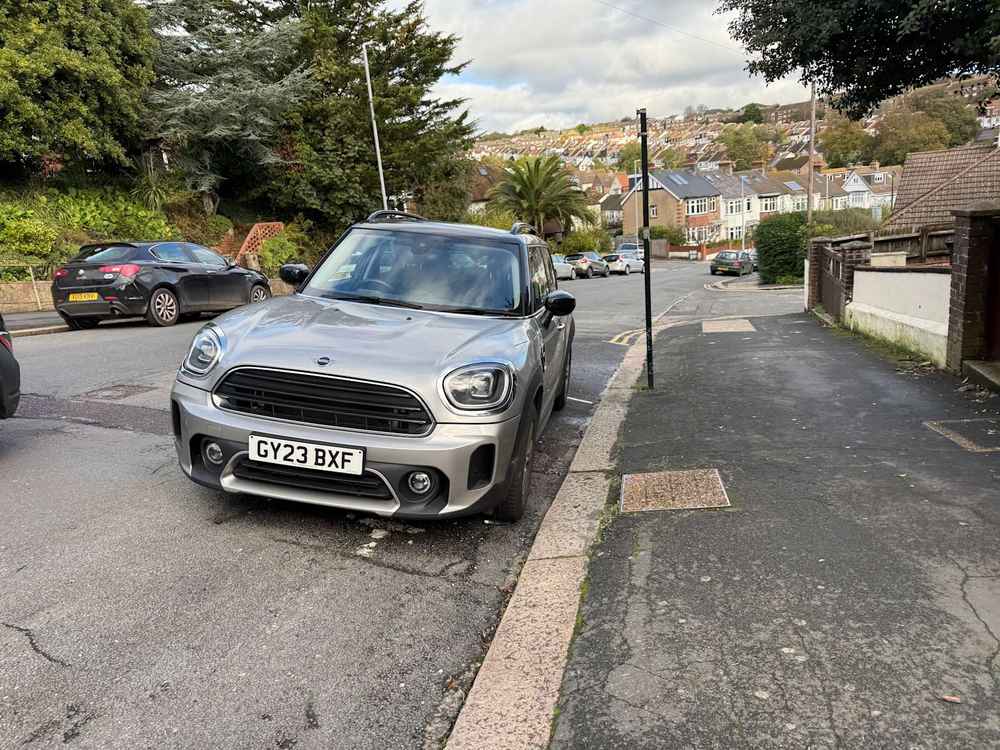 Photograph of GY23 BXF - a Grey Mini Countryman parked in Hollingdean by a non-resident who uses the local area as part of their Brighton commute. The fifteenth of thirty-three photographs supplied by the residents of Hollingdean.