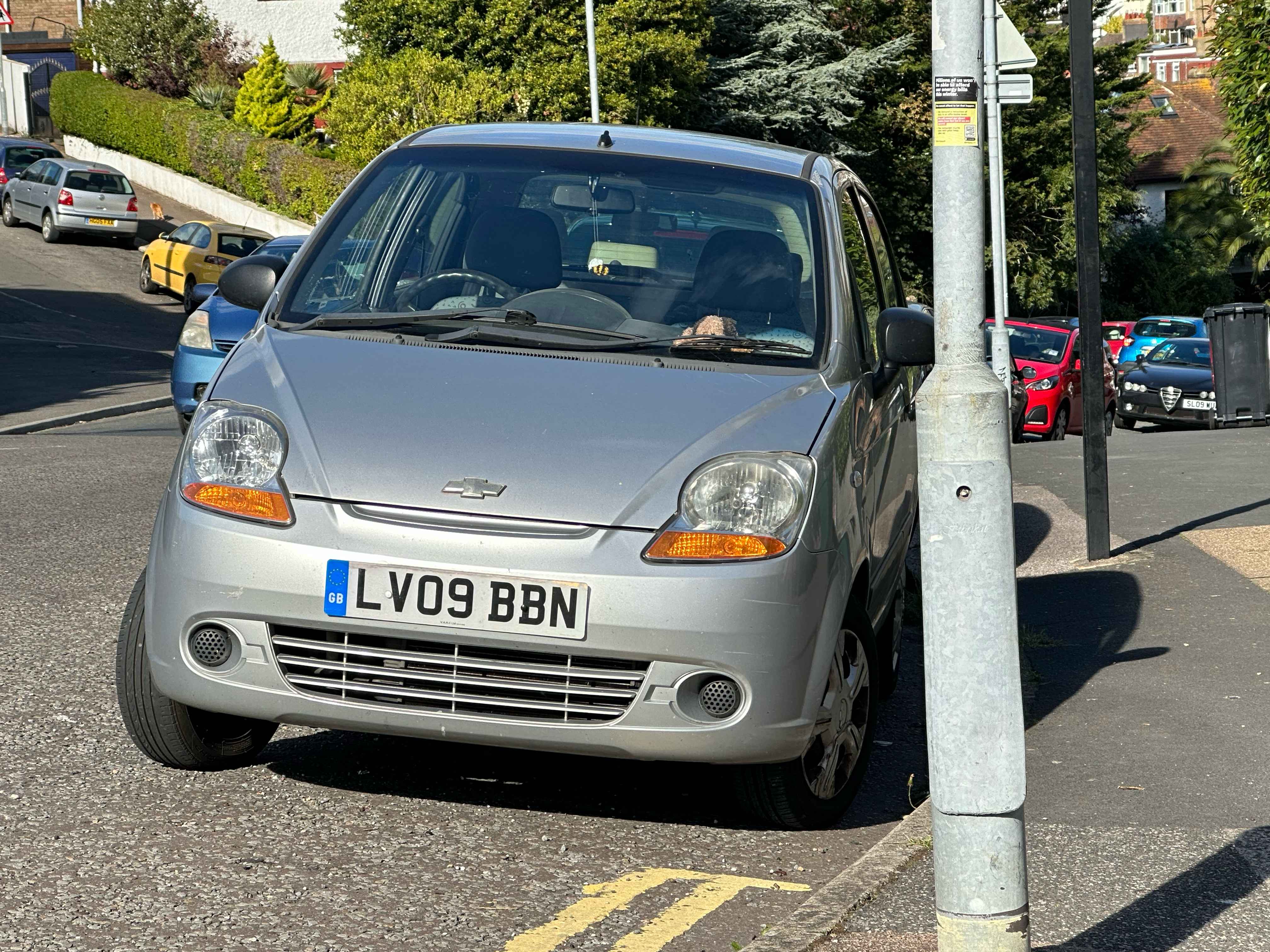 Photograph of LV09 BBN - a Silver Chevrolet Matiz parked in Hollingdean by a non-resident. The first of three photographs supplied by the residents of Hollingdean.