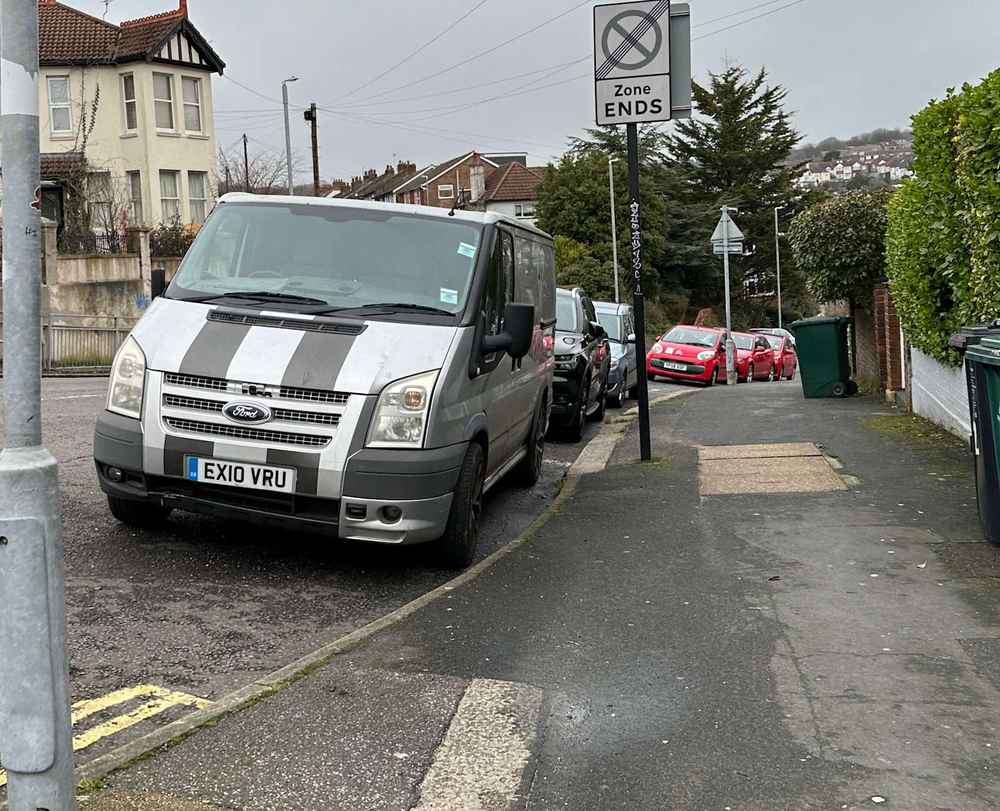Photograph of EX10 VRU - a Silver Ford Transit parked in Hollingdean by a non-resident. The eighth of twenty-five photographs supplied by the residents of Hollingdean.