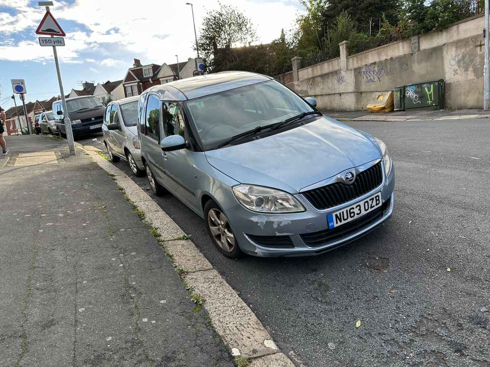 Photograph of NU63 OZB - a Blue Skoda Roomster parked in Hollingdean by a non-resident. The eighth of twenty-three photographs supplied by the residents of Hollingdean.