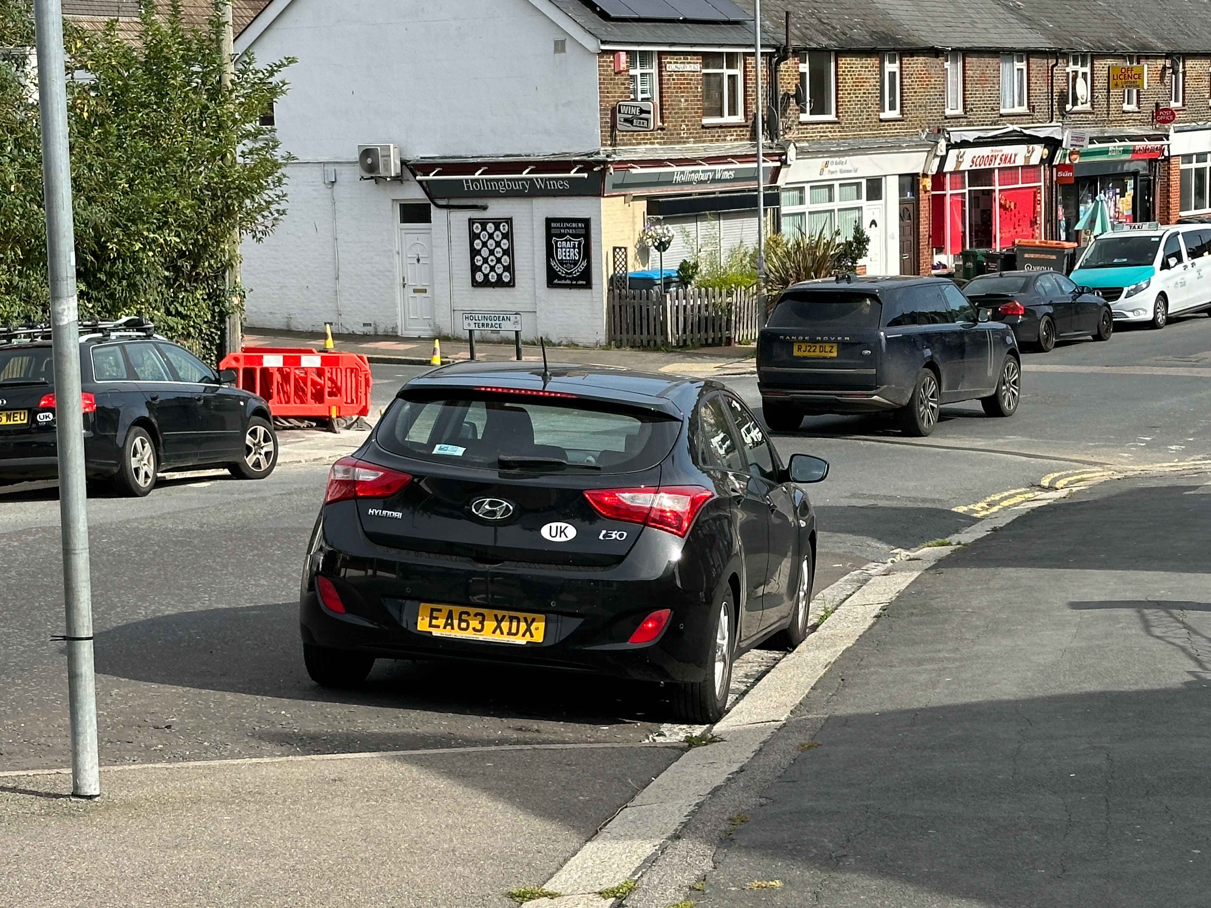 Photograph of EA63 XDX - a Black Hyundai i30 parked in Hollingdean by a non-resident. The second of two photographs supplied by the residents of Hollingdean.