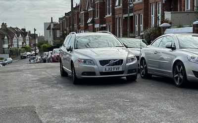 AJ12 FVF, a Silver Volvo V70 parked in Hollingdean