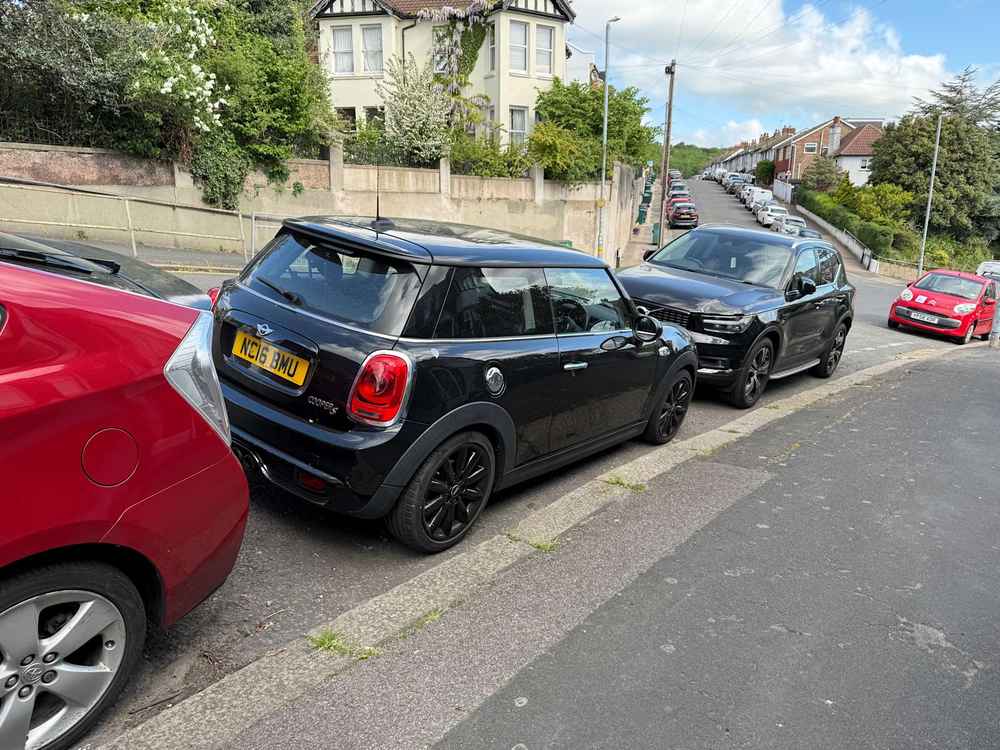 Photograph of NC16 BMU - a Black Mini Cooper parked in Hollingdean by a non-resident who uses the local area as part of their Brighton commute. The ninth of thirteen photographs supplied by the residents of Hollingdean.