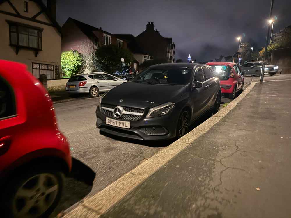 Photograph of BF67 PVL - a Black Mercedes A Class parked in Hollingdean by a non-resident. The sixth of six photographs supplied by the residents of Hollingdean.