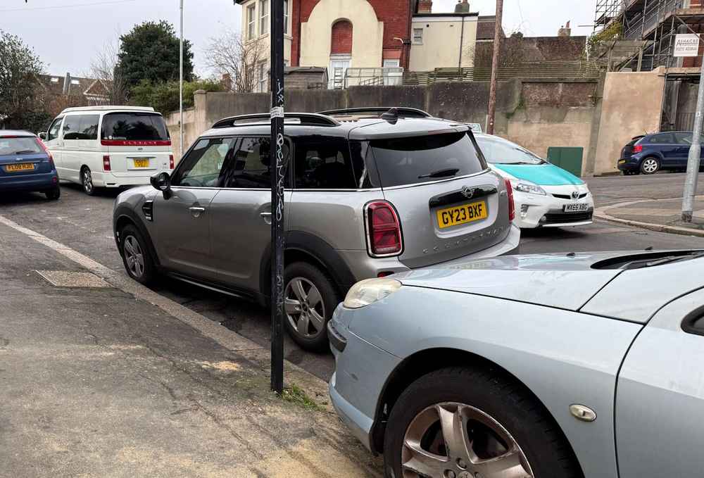 Photograph of GY23 BXF - a Grey Mini Countryman parked in Hollingdean by a non-resident who uses the local area as part of their Brighton commute. The twentieth of thirty-three photographs supplied by the residents of Hollingdean.