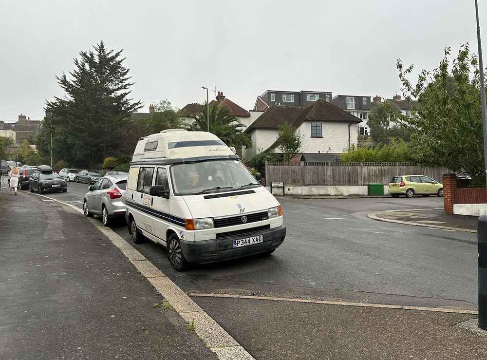 Photograph of P344 XAD - a Beige Volkswagen Transporter camper van parked in Hollingdean by a non-resident. The third of eight photographs supplied by the residents of Hollingdean.