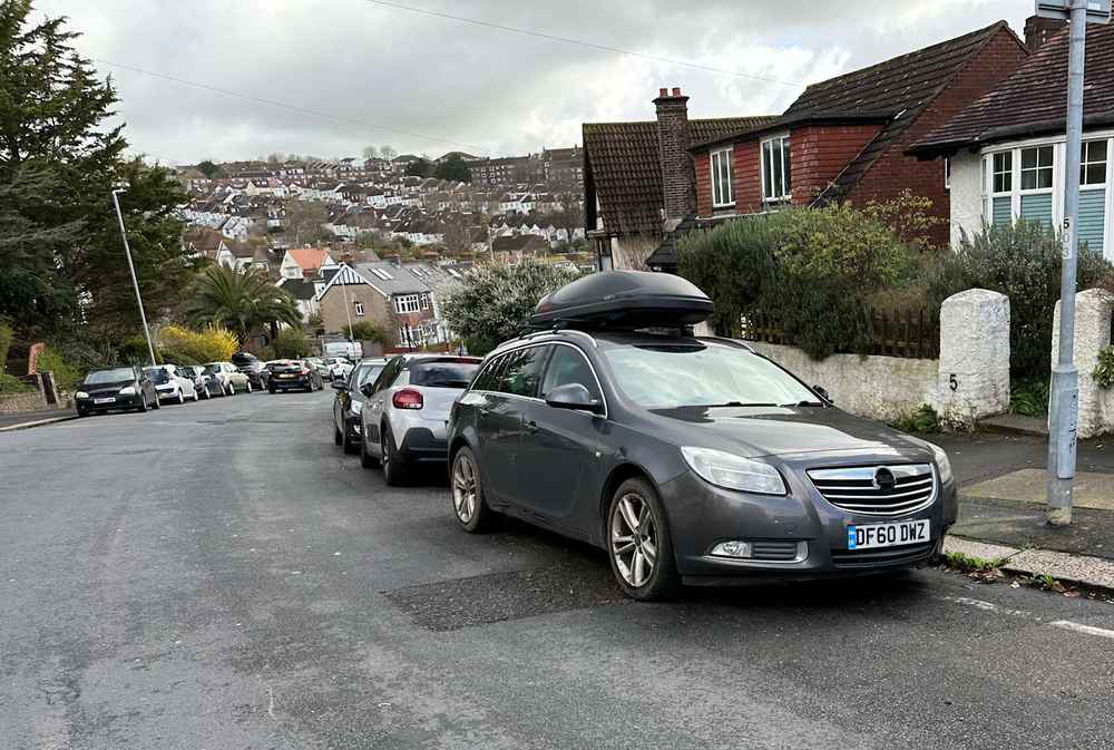 Photograph of DF60 DWZ - a Grey Vauxhall Insignia parked in Hollingdean by a non-resident. The tenth of twenty-seven photographs supplied by the residents of Hollingdean.