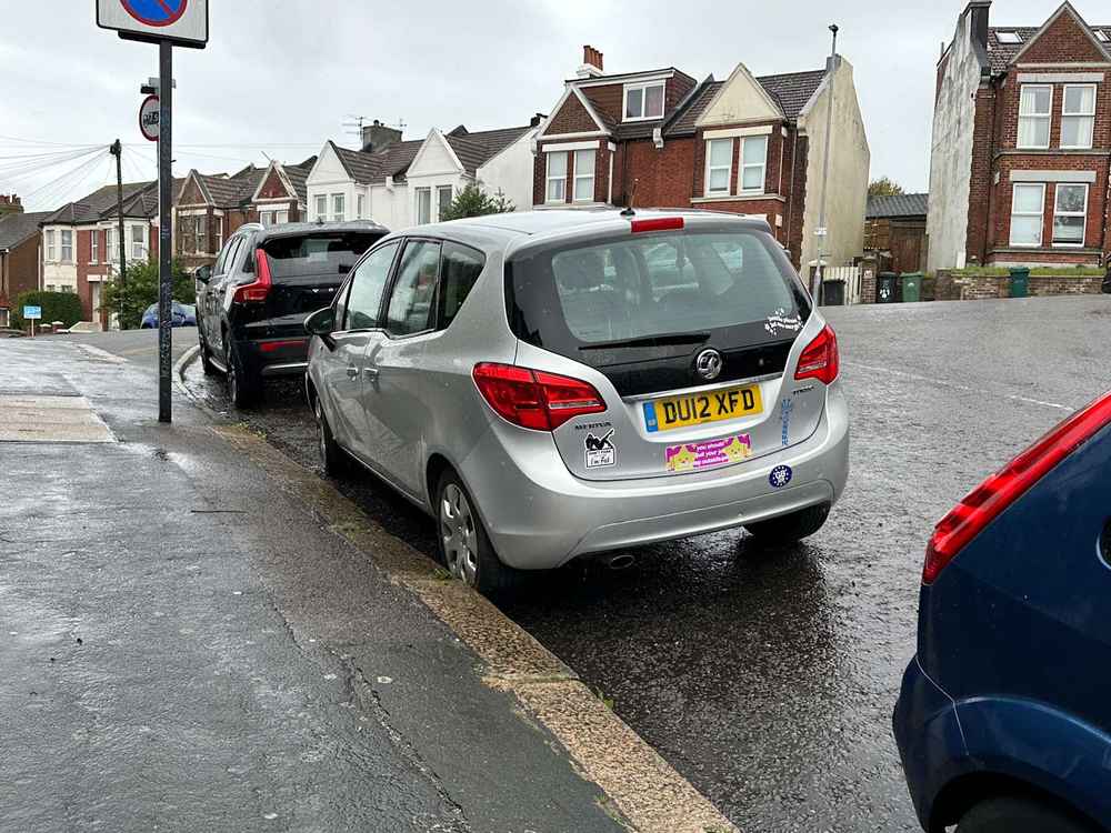 Photograph of DU12 XFD - a Silver Vauxhall Meriva parked in Hollingdean by a non-resident. The first of five photographs supplied by the residents of Hollingdean.