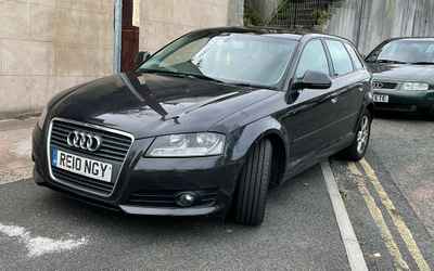 RE10 NGY, a Black Audi A3 parked in Hollingdean