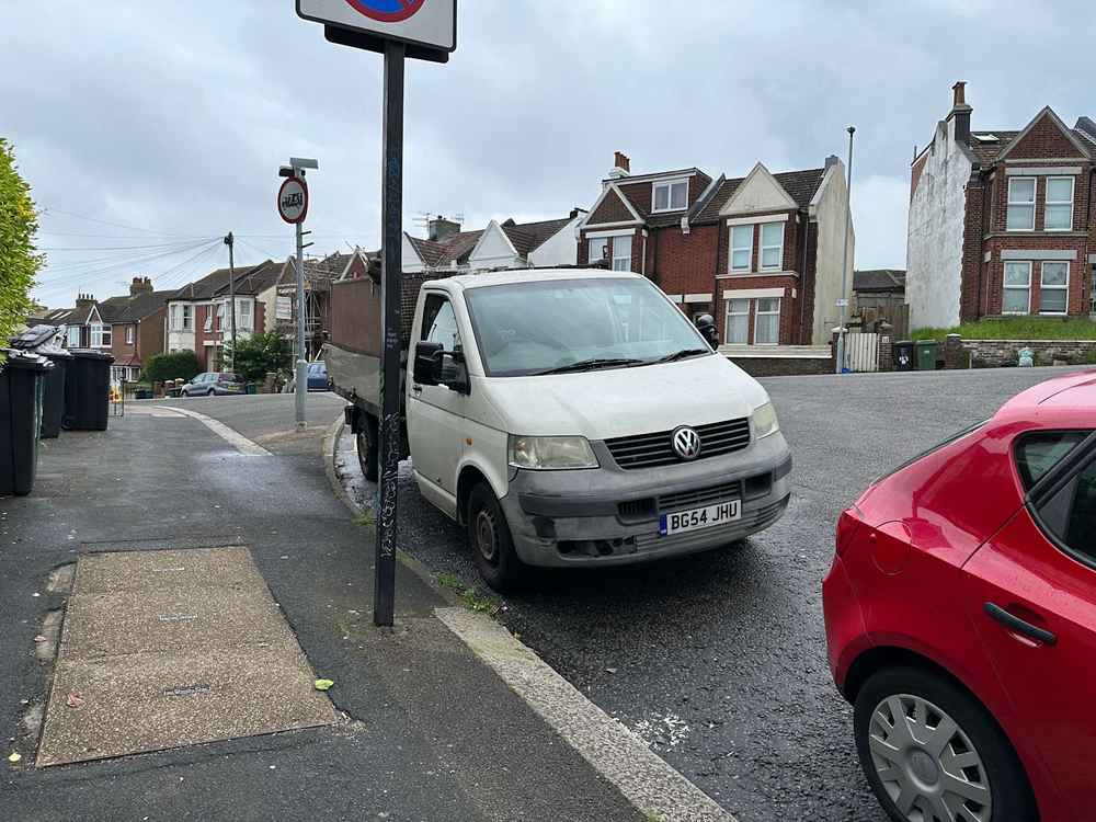 Photograph of BG54 JHU - a White Volkswagen T-Sporter parked in Hollingdean by a non-resident. The ninth of thirty-two photographs supplied by the residents of Hollingdean.