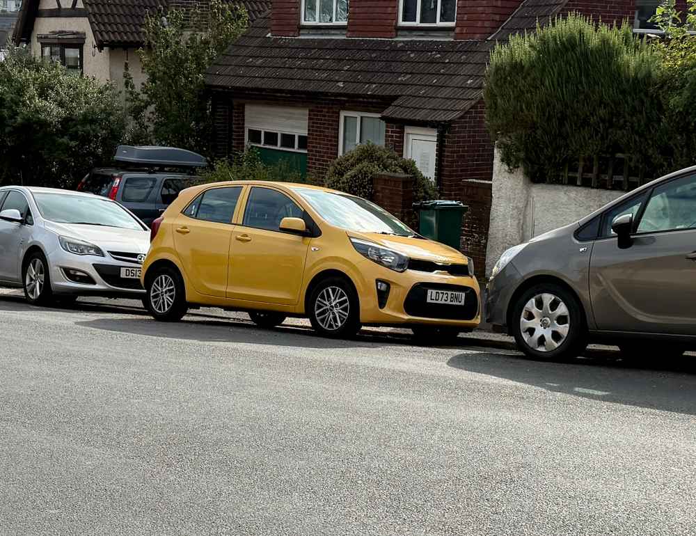 Photograph of LD73 BNU - a Yellow Kia Picanto parked in Hollingdean by a non-resident. The seventh of seven photographs supplied by the residents of Hollingdean.