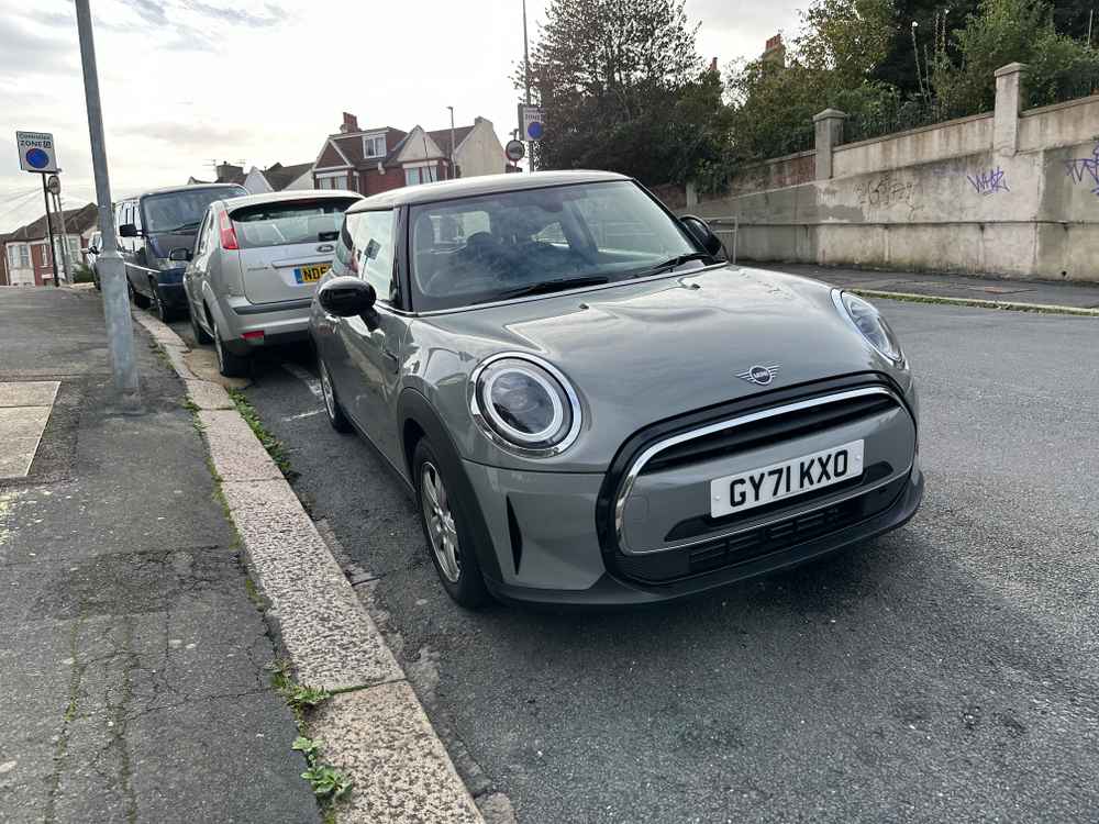 Photograph of GY71 KXO - a Grey Mini Cooper parked in Hollingdean by a non-resident who uses the local area as part of their Brighton commute. The third of three photographs supplied by the residents of Hollingdean.