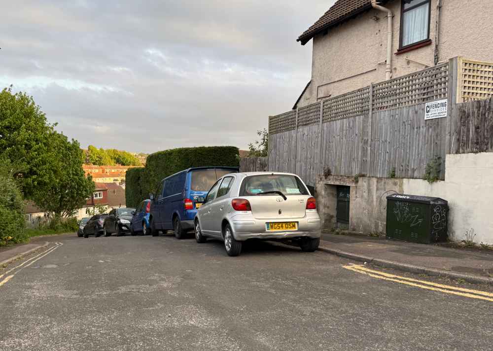 Photograph of WG54 OSM - a Silver Toyota Yaris parked in Hollingdean by a non-resident. The twelfth of twelve photographs supplied by the residents of Hollingdean.