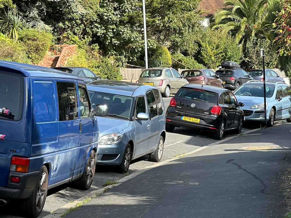 Photograph of GY02 KYW - a Blue Volkswagen Transporter camper van parked in Hollingdean by a non-resident. The twelfth of twenty-five photographs supplied by the residents of Hollingdean.