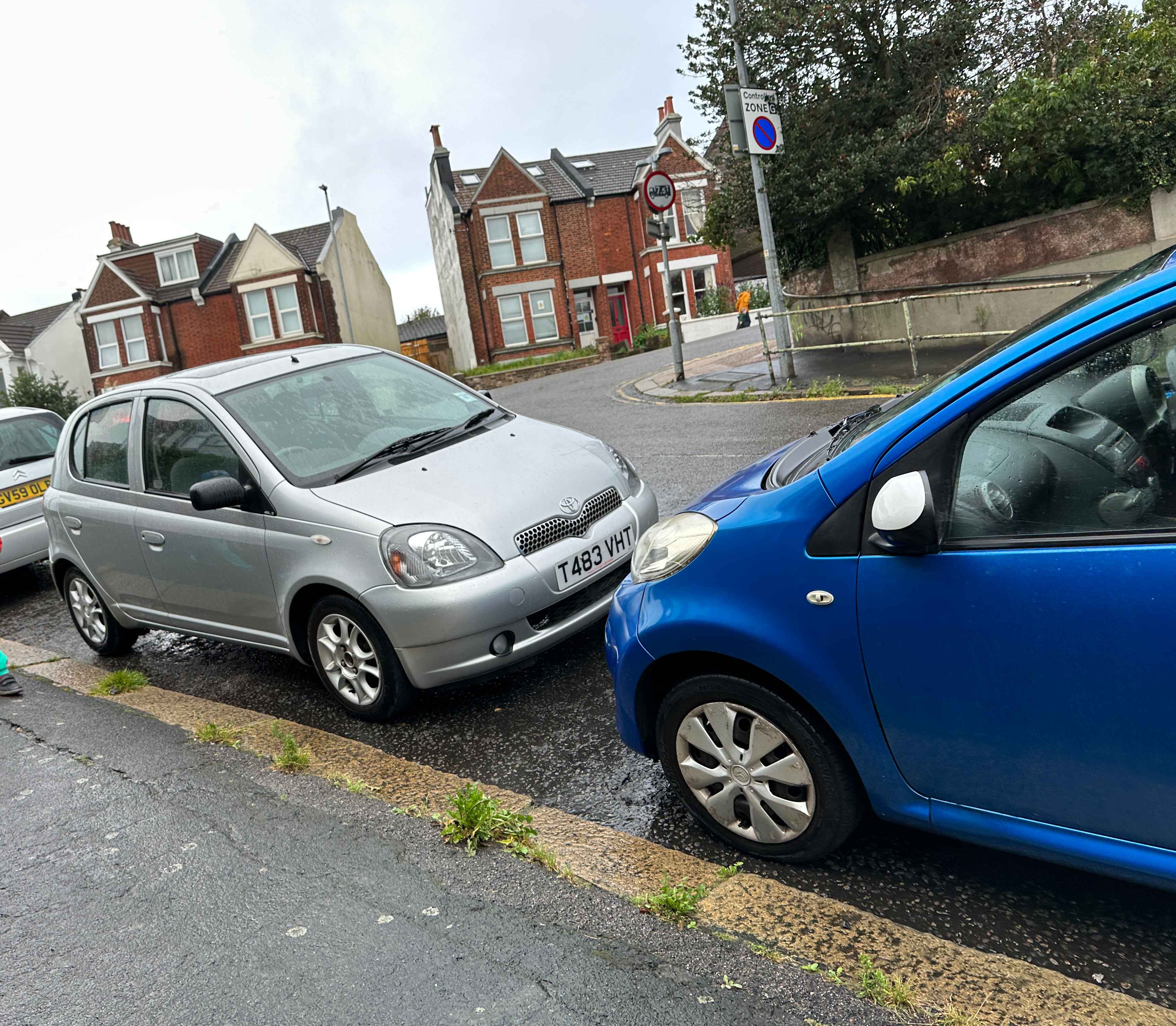 Photograph of T483 VHT - a Silver Toyota Yaris parked in Hollingdean by a non-resident. The second of fourteen photographs supplied by the residents of Hollingdean.