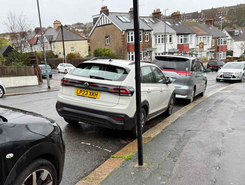 Photograph of LP23 XKH - a Grey Volkswagen Taigo parked in Hollingdean by a non-resident. The third of three photographs supplied by the residents of Hollingdean.