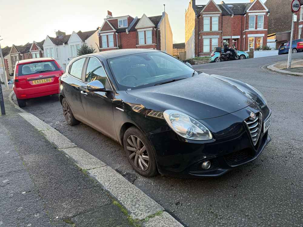 Photograph of VU15 KNV - a Black Alfa Romeo Giulietta parked in Hollingdean by a non-resident. The twenty-second of thirty-four photographs supplied by the residents of Hollingdean.