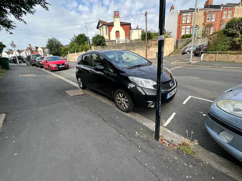 Photograph of BW15 VNJ - a Black Nissan Note parked in Hollingdean by a non-resident who uses the local area as part of their Brighton commute. The twentieth of twenty photographs supplied by the residents of Hollingdean.