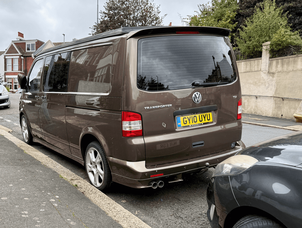 Photograph of GY10 UYU - a Brown Volkswagen Transporter camper van parked in Hollingdean by a non-resident. The fourth of seven photographs supplied by the residents of Hollingdean.