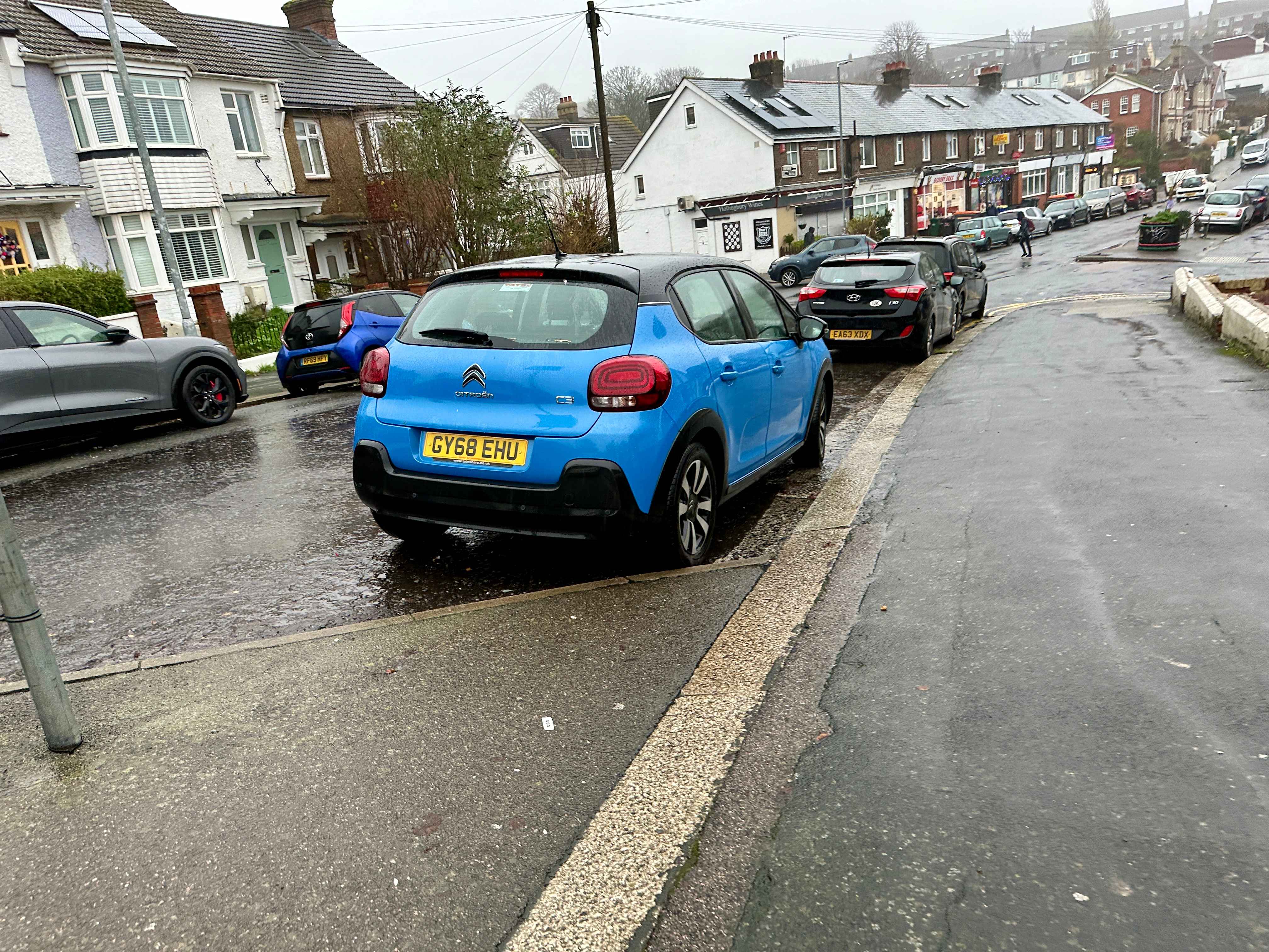 Photograph of GY68 EHU - a Blue Citroen C3 parked in Hollingdean by a non-resident who uses the local area as part of their Brighton commute. The eleventh of twelve photographs supplied by the residents of Hollingdean.