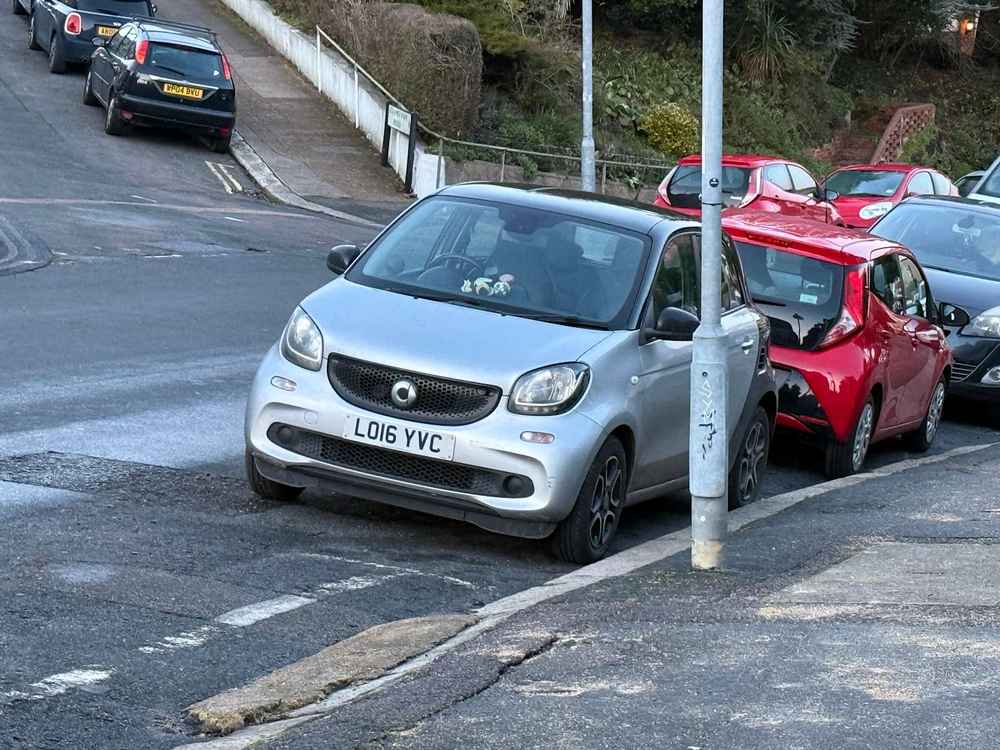 Photograph of LO16 YVC - a Silver Smart ForFour parked in Hollingdean by a non-resident. The third of seven photographs supplied by the residents of Hollingdean.