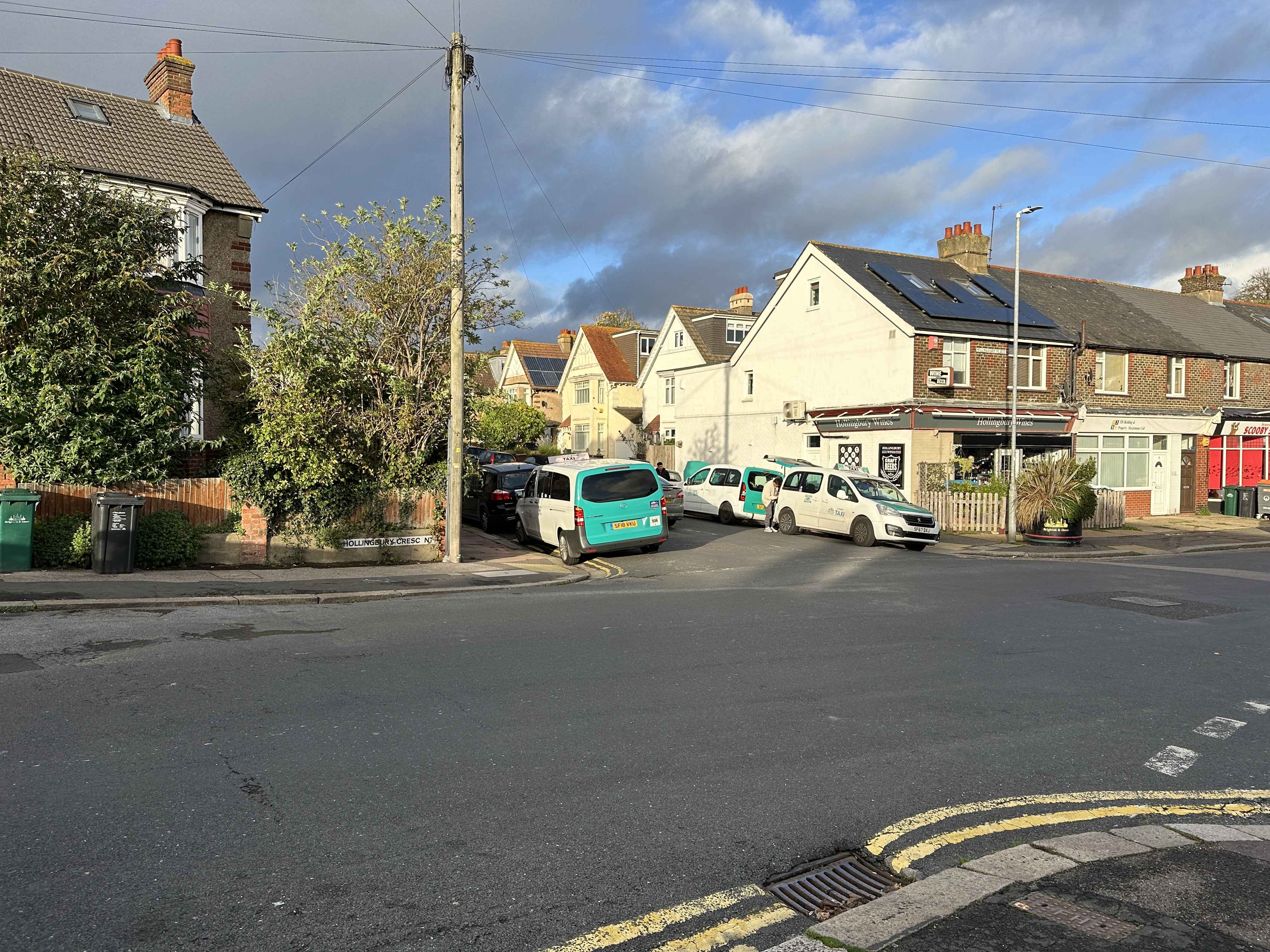 Photograph of LFZ 4240 - a White Peugeot Partner taxi parked in Hollingdean by a non-resident. The third of three photographs supplied by the residents of Hollingdean.