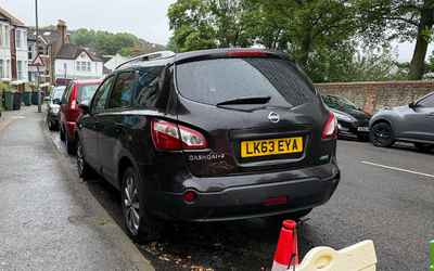LK63 EYA, a Black Nissan Qashai parked in Hollingdean