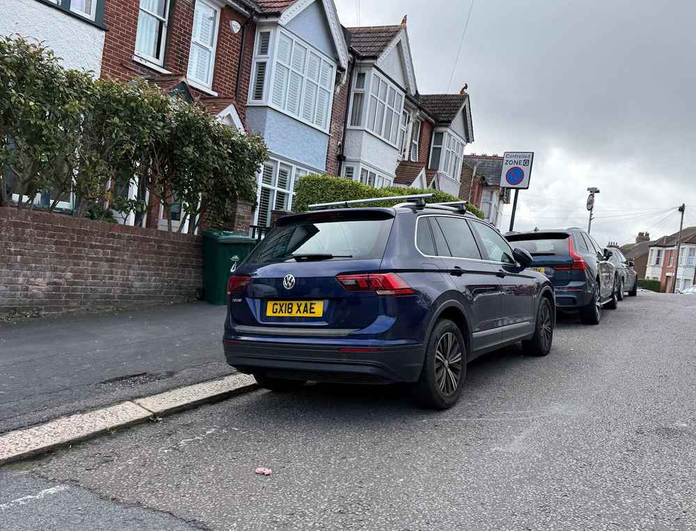 Photograph of GX18 XAE - a Blue Volkswagen Tiguan parked in Hollingdean by a non-resident who uses the local area as part of their Brighton commute. The sixteenth of nineteen photographs supplied by the residents of Hollingdean.