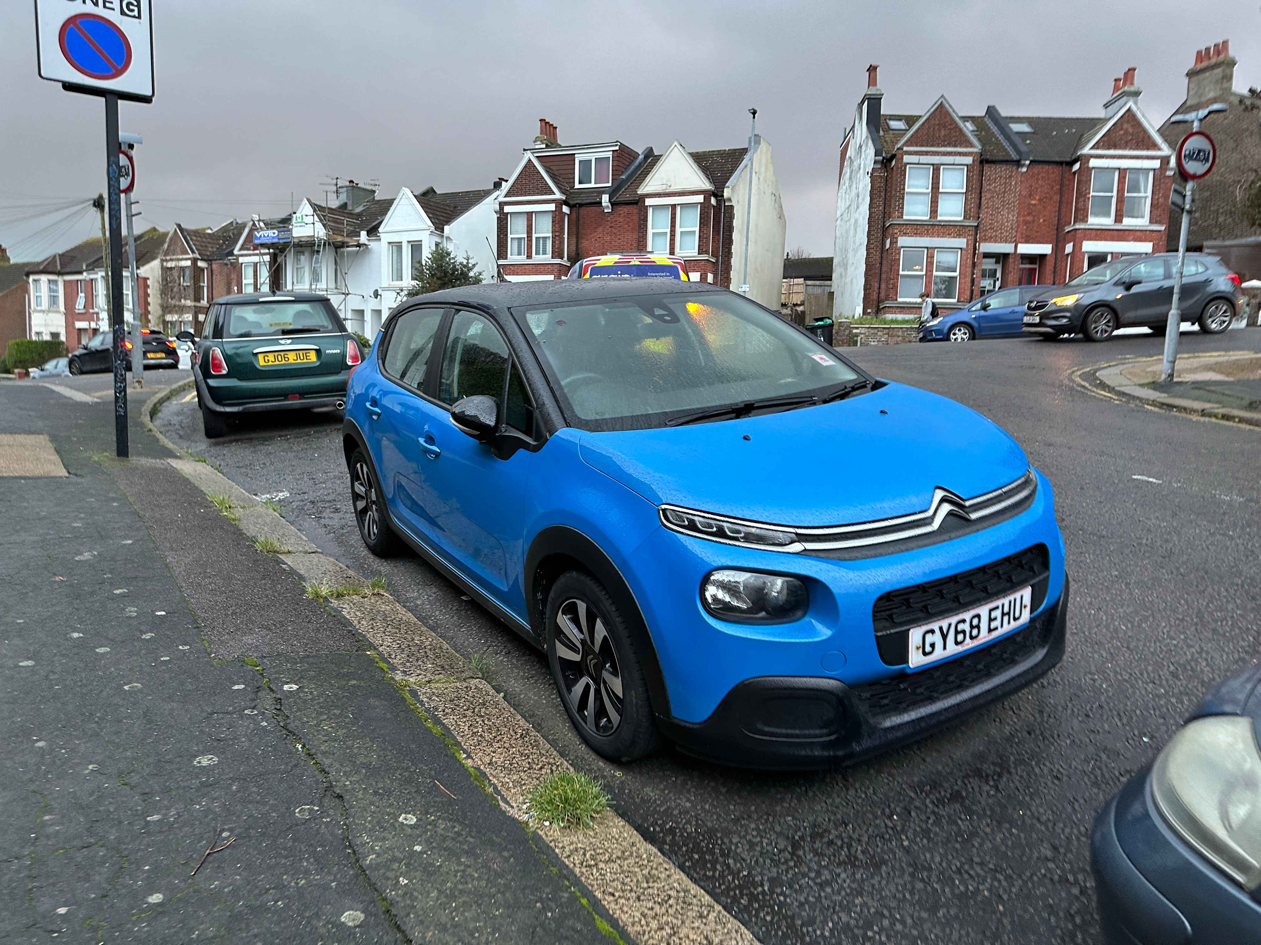 Photograph of GY68 EHU - a Blue Citroen C3 parked in Hollingdean by a non-resident who uses the local area as part of their Brighton commute. The ninth of twelve photographs supplied by the residents of Hollingdean.