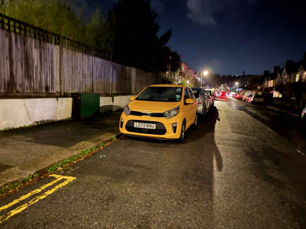 Photograph of LD73 BNU - a Yellow Kia Picanto parked in Hollingdean by a non-resident. The ninth of nine photographs supplied by the residents of Hollingdean.