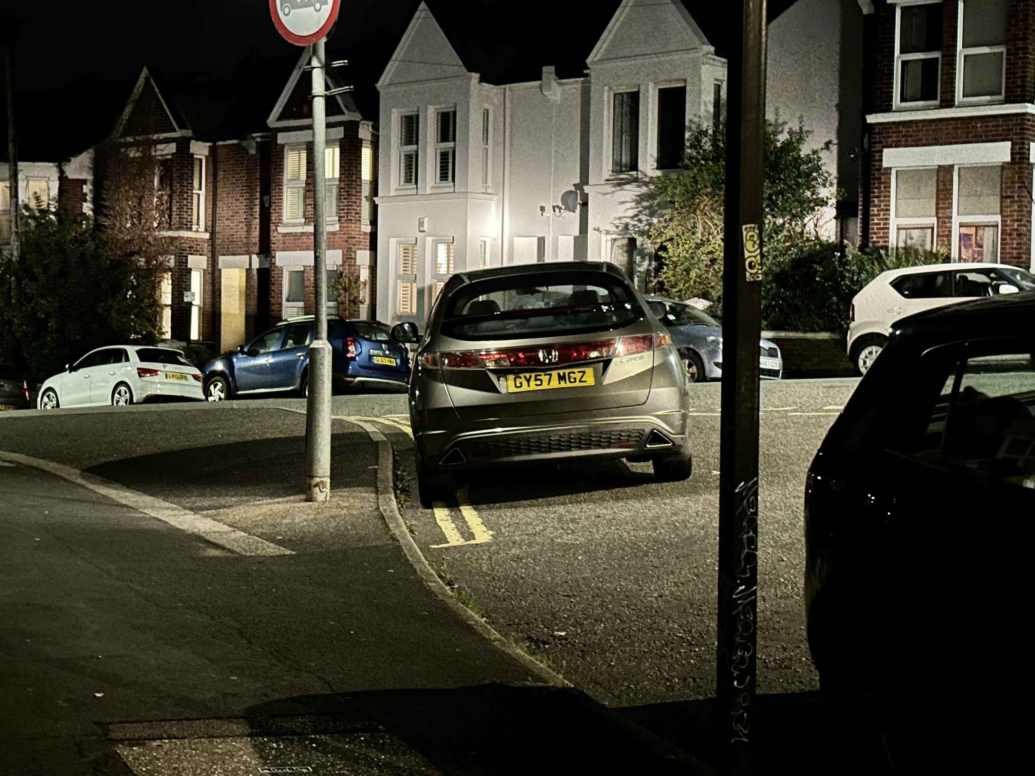 Photograph of GY57 MGZ - a Gold Honda Civic parked in Hollingdean by a non-resident. The second of three photographs supplied by the residents of Hollingdean.