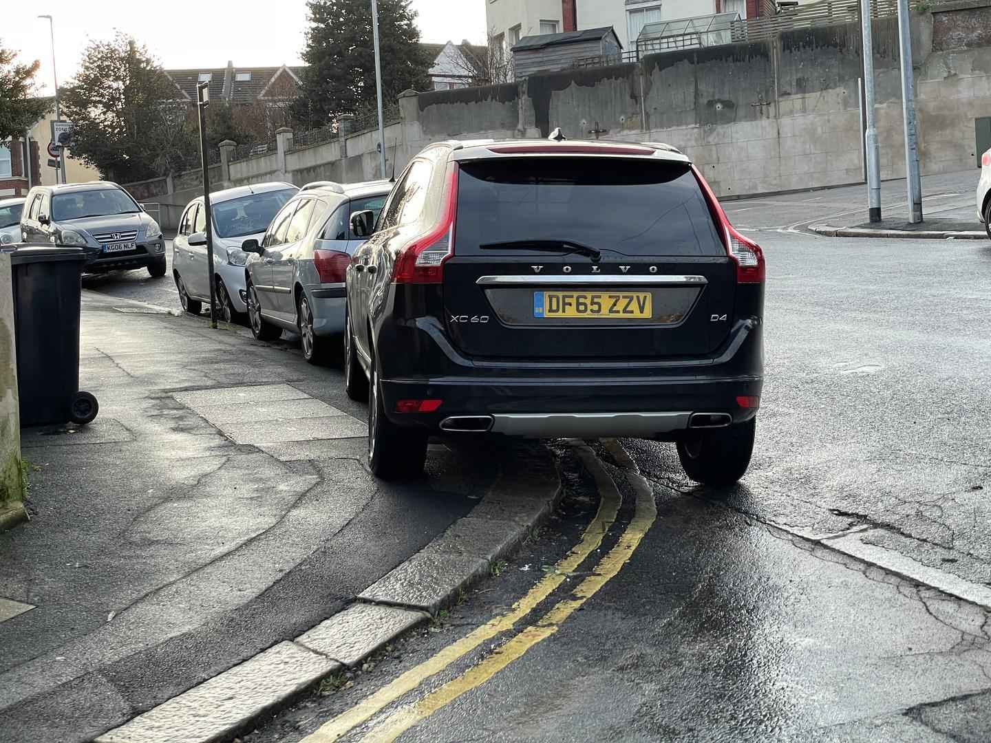 Photograph of DF65 ZZV - a Black Volvo XC60 parked in Hollingdean by a non-resident. The second of eight photographs supplied by the residents of Hollingdean.
