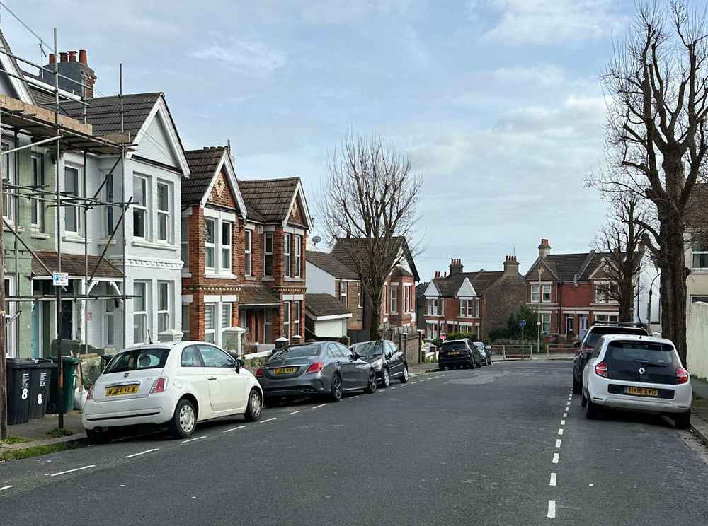 Photograph of FJ68 WHX - a Grey Mercedes C Class parked in Hollingdean by a non-resident. The fourth of twenty-eight photographs supplied by the residents of Hollingdean.