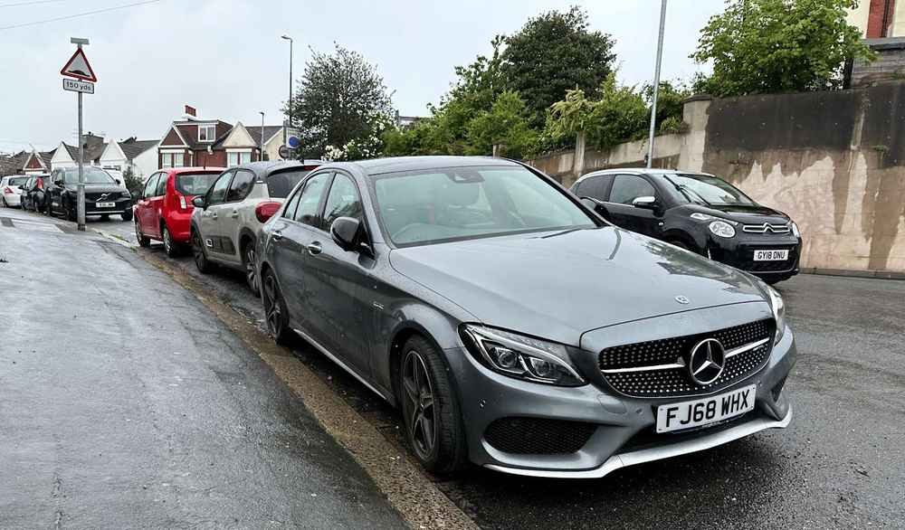 Photograph of FJ68 WHX - a Grey Mercedes C Class parked in Hollingdean by a non-resident. The sixth of twenty-eight photographs supplied by the residents of Hollingdean.