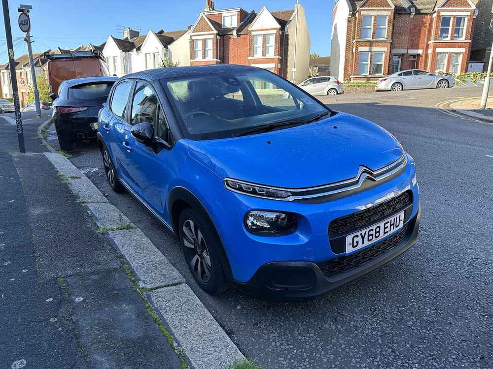 Photograph of GY68 EHU - a Blue Citroen C3 parked in Hollingdean by a non-resident who uses the local area as part of their Brighton commute. The fourth of twelve photographs supplied by the residents of Hollingdean.